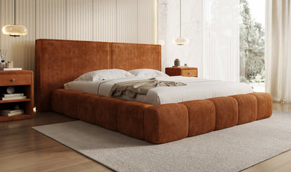 Designer Polsterbett Elise in Cord mit Stauraum