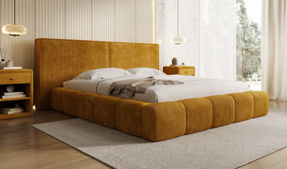 Designer Polsterbett Elise in Cord mit Stauraum