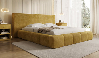 Designer Polsterbett Elise in Cord mit Stauraum