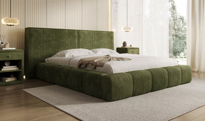 Designer Polsterbett Elise in Cord mit Stauraum