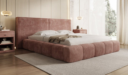 Designer Polsterbett Elise in Cord mit Stauraum