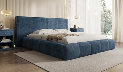 Designer Polsterbett Elise in Cord mit Stauraum