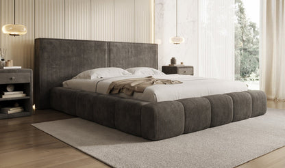 Designer Polsterbett Elise in Cord mit Stauraum