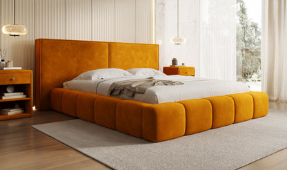 Luxusbetten24 Elise Designer Polsterbett Samt mit Stauraum für Schlafzimmer
