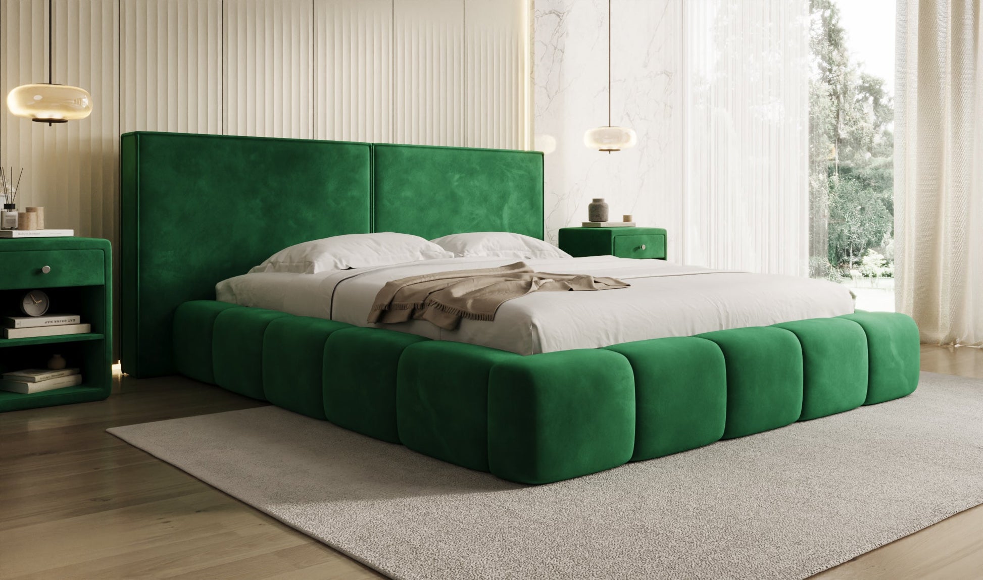 Luxusbetten24 Elise Designer Polsterbett Samt mit Stauraum für Schlafzimmer