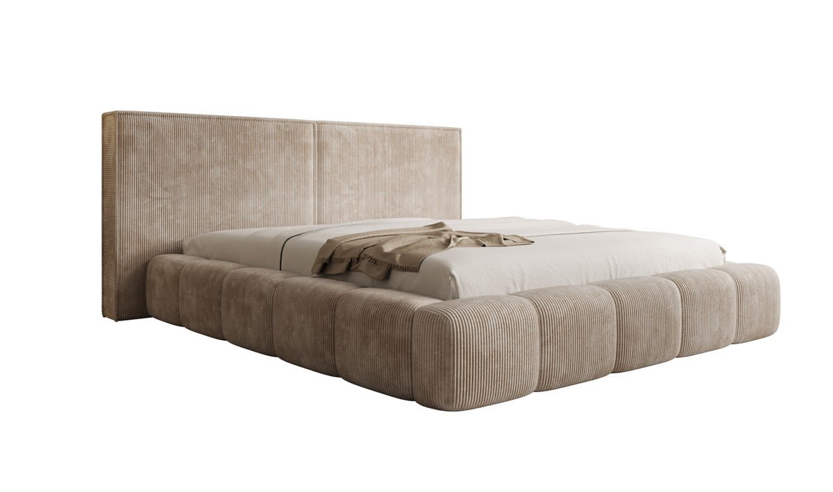 Designer Polsterbett Elise in Cord mit Stauraum