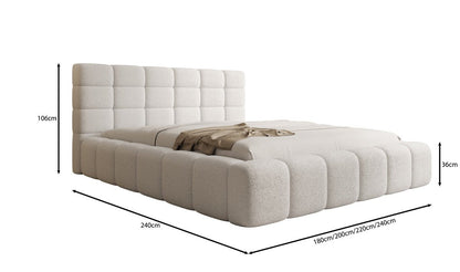 Luxusbetten24 Designer Marshmallow Polsterbett mit Stauraum, Teddy Bouclé