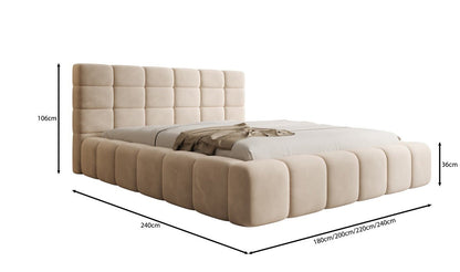 Luxusbetten24 Marshmallow Polsterbett Samt mit Stauraum 140x200 Beige
