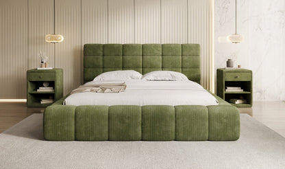 Designer Polsterbett Marshmallow aus Cord mit praktischem Stauraum