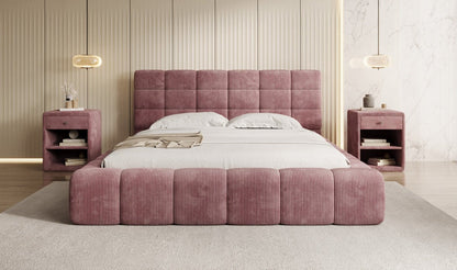 Designer Polsterbett Marshmallow aus Cord mit praktischem Stauraum