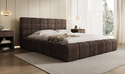 Designer Polsterbett Marshmallow aus Cord mit praktischem Stauraum