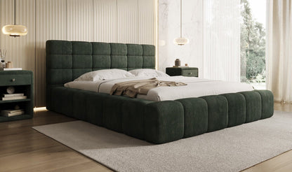 Designer Polsterbett Marshmallow aus Cord mit praktischem Stauraum