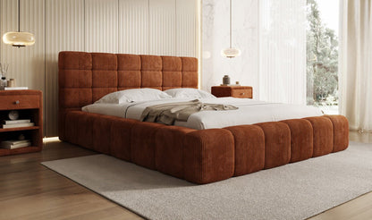 Designer Polsterbett Marshmallow aus Cord mit praktischem Stauraum