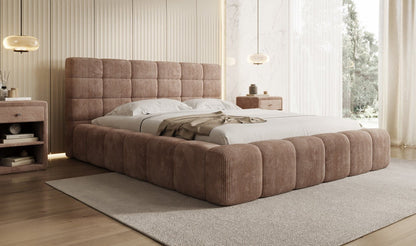 Designer Polsterbett Marshmallow aus Cord mit praktischem Stauraum
