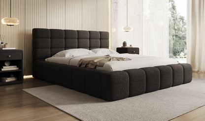 Luxusbetten24 Designer Marshmallow Polsterbett mit Stauraum, Teddy Bouclé