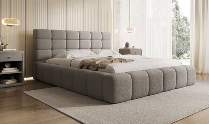 Luxusbetten24 Designer Marshmallow Polsterbett mit Stauraum, Teddy Bouclé