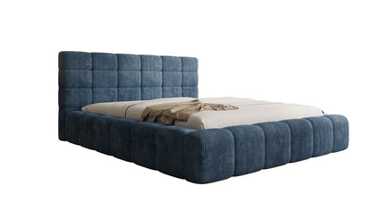 Designer Polsterbett Marshmallow aus Cord mit praktischem Stauraum