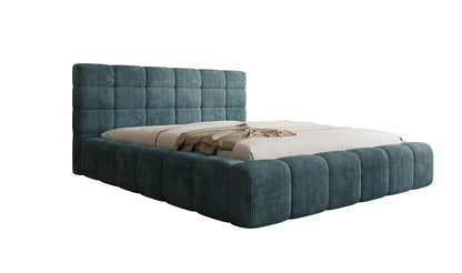Designer Polsterbett Marshmallow aus Cord mit praktischem Stauraum