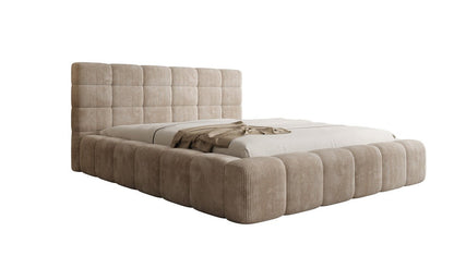 Designer Polsterbett Marshmallow aus Cord mit praktischem Stauraum