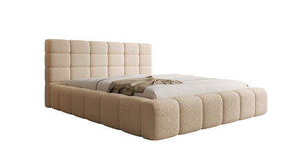 Luxusbetten24 Designer Marshmallow Polsterbett mit Stauraum, Teddy Bouclé