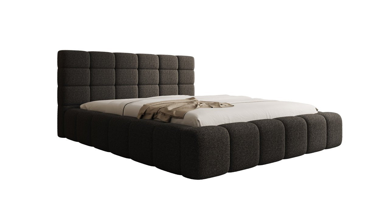 Luxusbetten24 Designer Marshmallow Polsterbett mit Stauraum, Teddy Bouclé