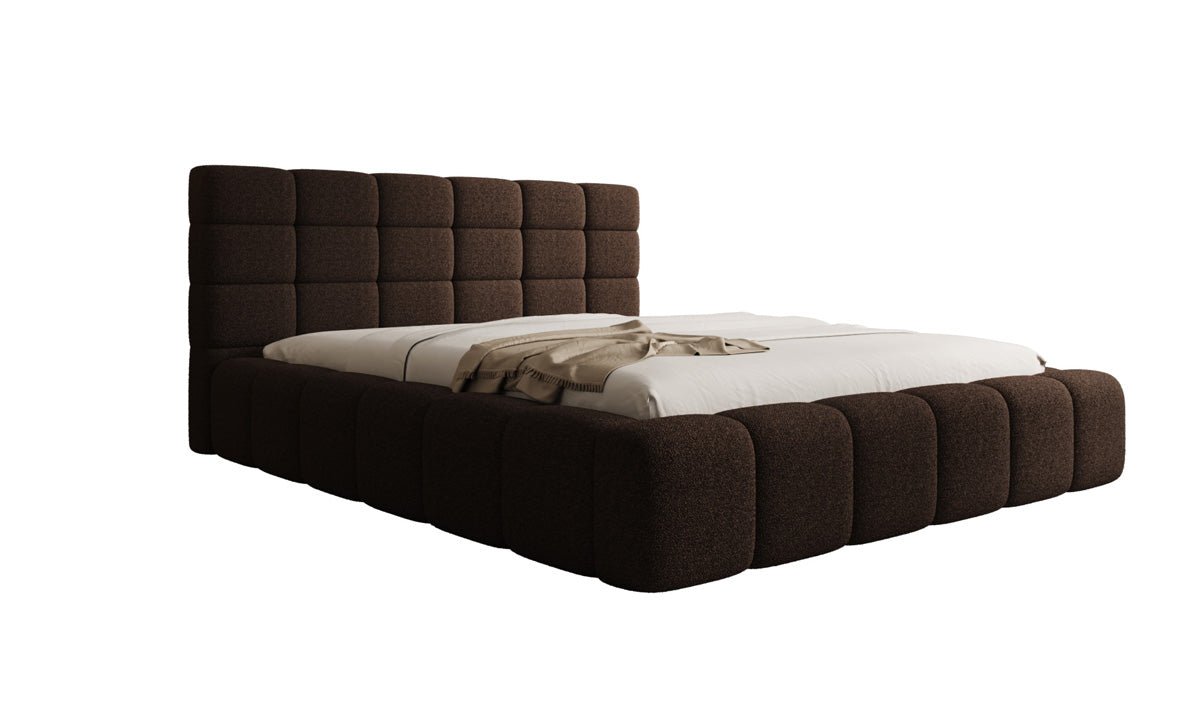 Luxusbetten24 Designer Marshmallow Polsterbett mit Stauraum, Teddy Bouclé