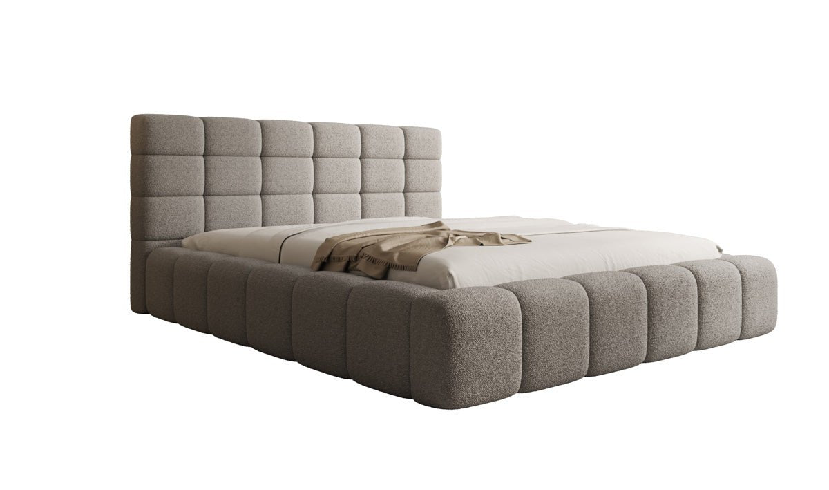 Luxusbetten24 Designer Marshmallow Polsterbett mit Stauraum, Teddy Bouclé