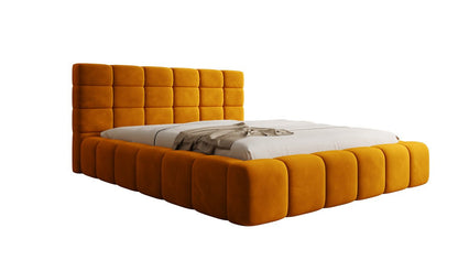 Luxusbetten24 Marshmallow Polsterbett Samt mit Stauraum 140x200 Beige