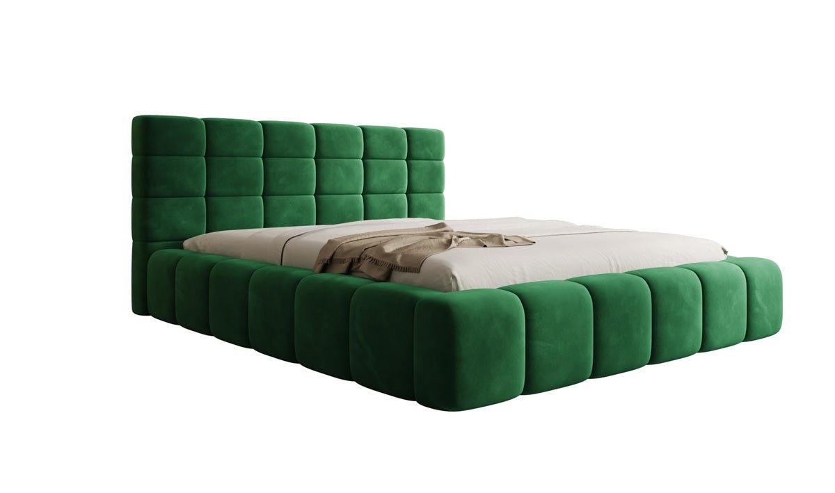 Luxusbetten24 Marshmallow Polsterbett Samt mit Stauraum 140x200 Beige