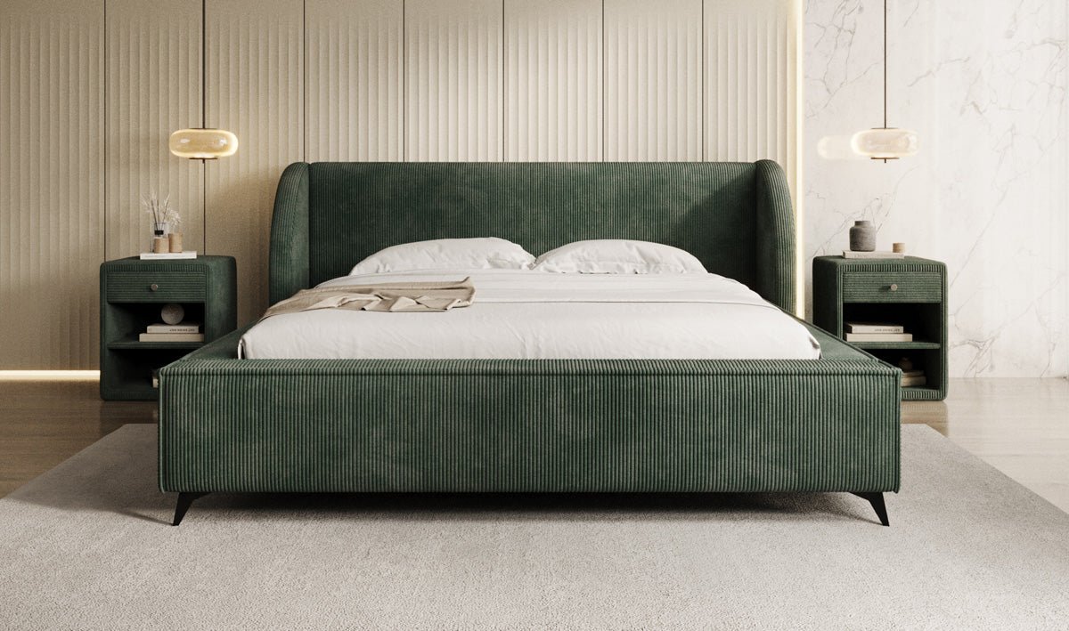Luxusbetten24 Freya Cord Designer Polsterbett mit Stauraum Luxuriös