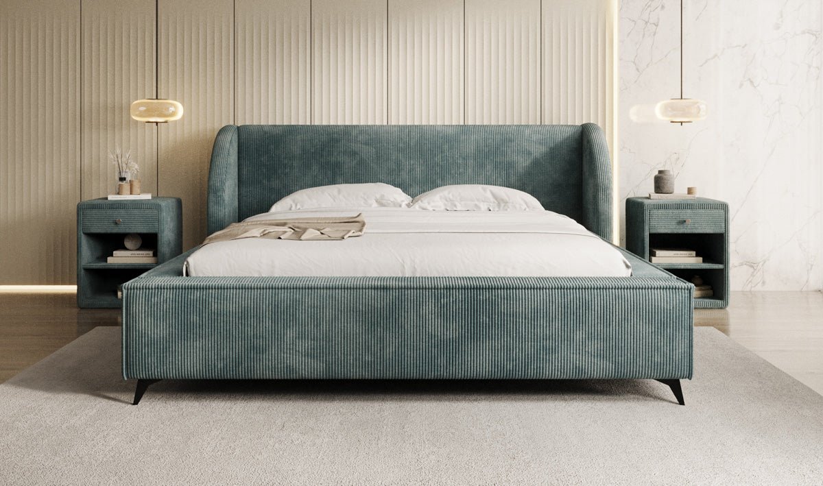 Luxusbetten24 Freya Cord Designer Polsterbett mit Stauraum Luxuriös