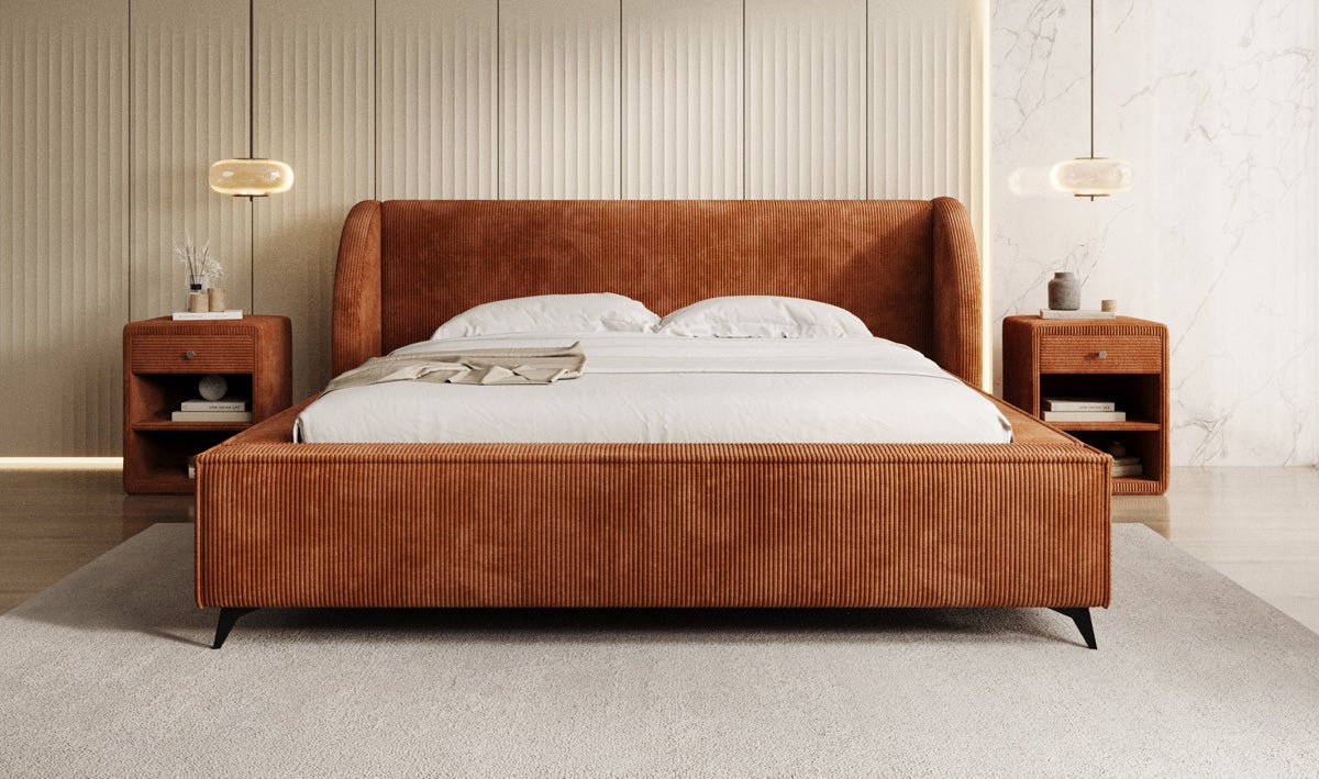 Luxusbetten24 Freya Cord Designer Polsterbett mit Stauraum Luxuriös