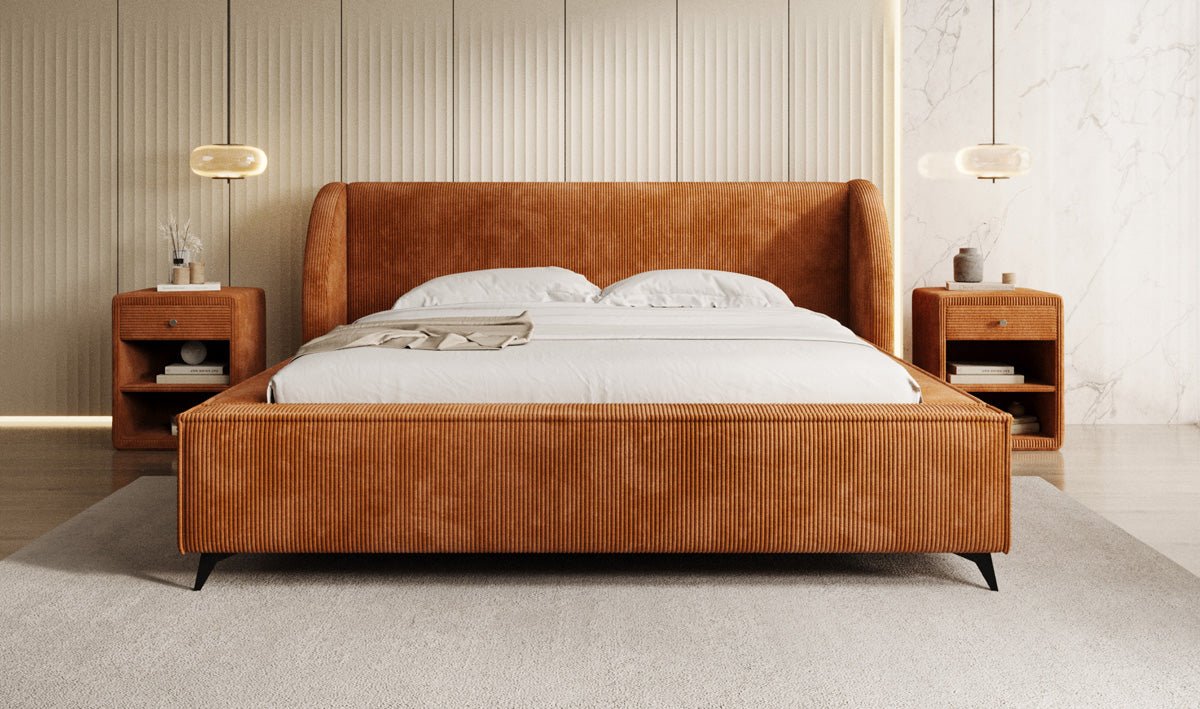 Luxusbetten24 Freya Cord Designer Polsterbett mit Stauraum Luxuriös
