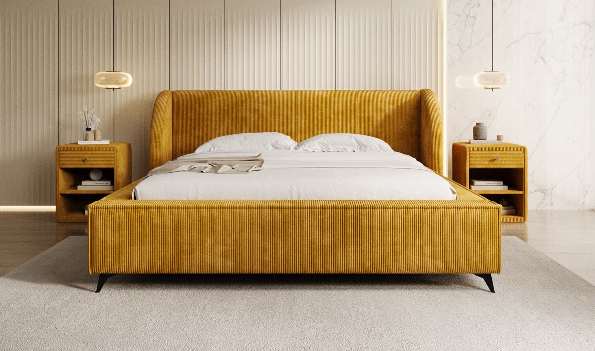 Luxusbetten24 Freya Cord Designer Polsterbett mit Stauraum Luxuriös