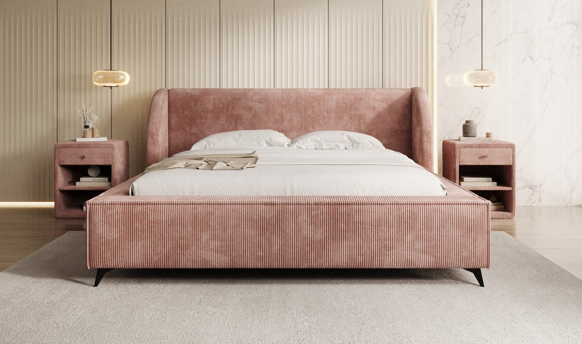 Luxusbetten24 Freya Cord Designer Polsterbett mit Stauraum Luxuriös