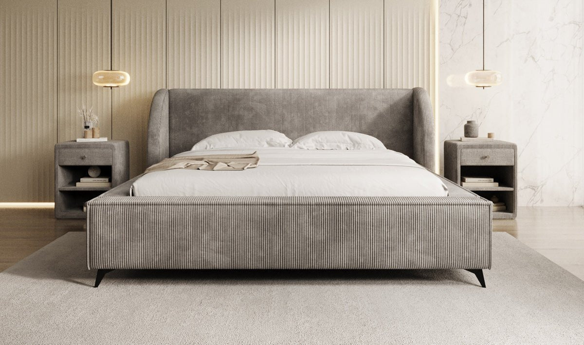 Luxusbetten24 Freya Cord Designer Polsterbett mit Stauraum Luxuriös