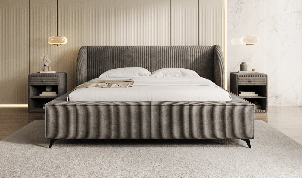 Luxusbetten24 Freya Cord Designer Polsterbett mit Stauraum Luxuriös