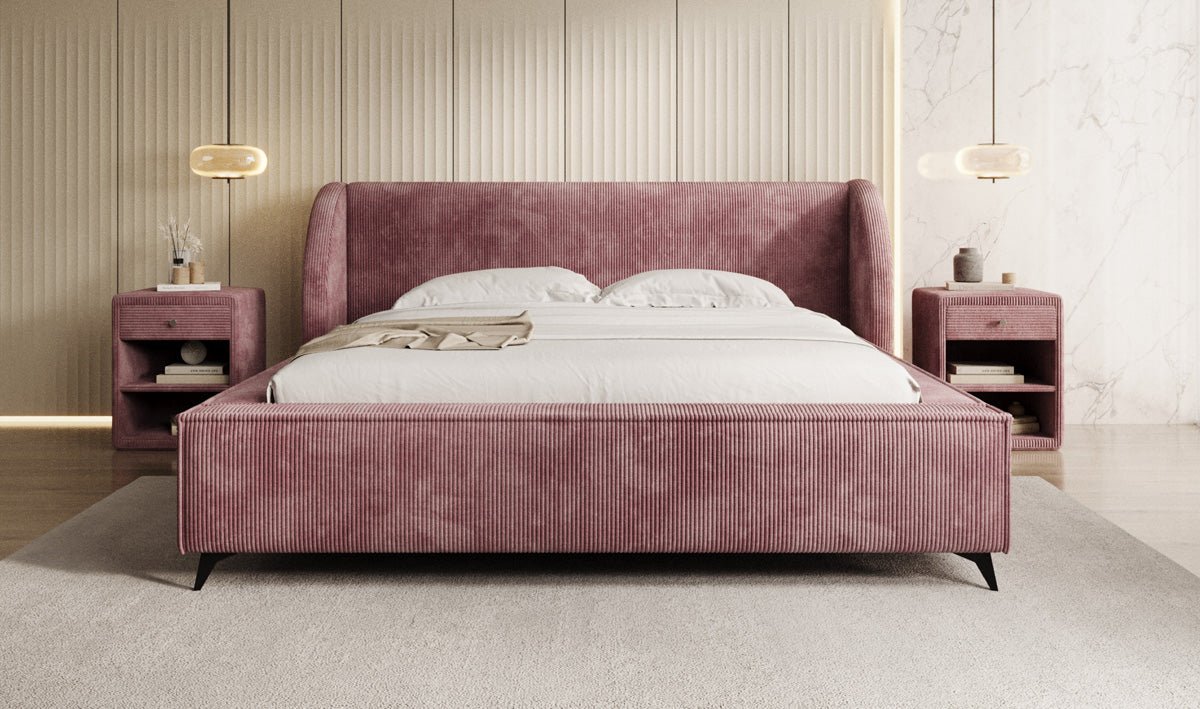 Luxusbetten24 Freya Cord Designer Polsterbett mit Stauraum Luxuriös