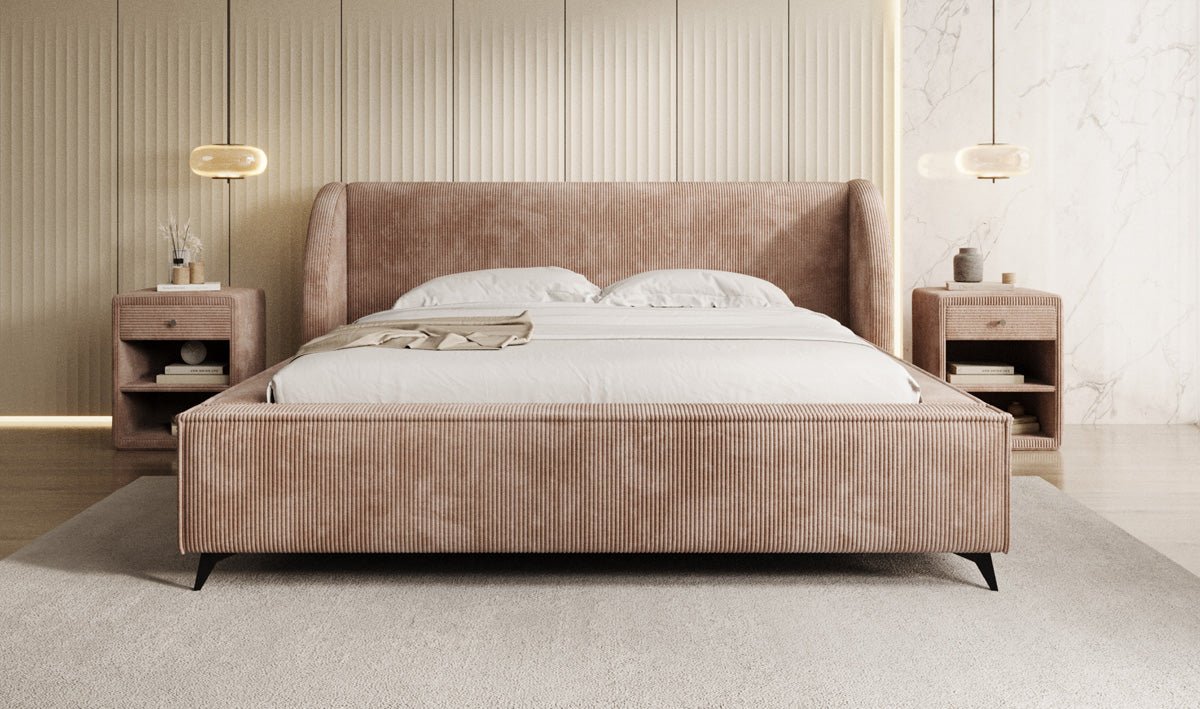 Luxusbetten24 Freya Cord Designer Polsterbett mit Stauraum Luxuriös