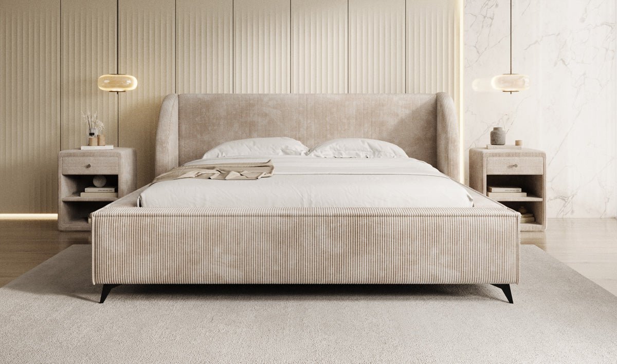 Luxusbetten24 Freya Cord Designer Polsterbett mit Stauraum Luxuriös