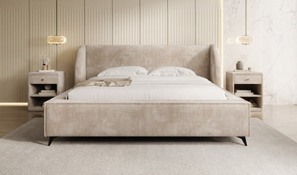 Luxusbetten24 Freya Cord Designer Polsterbett mit Stauraum Luxuriös