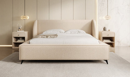 Luxusbetten24 Designer Freya Polsterbett Teddy Bouclé 140x200 Weiß