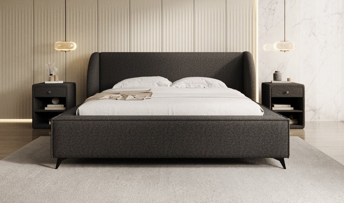 Luxusbetten24 Designer Freya Polsterbett Teddy Bouclé 140x200 Weiß
