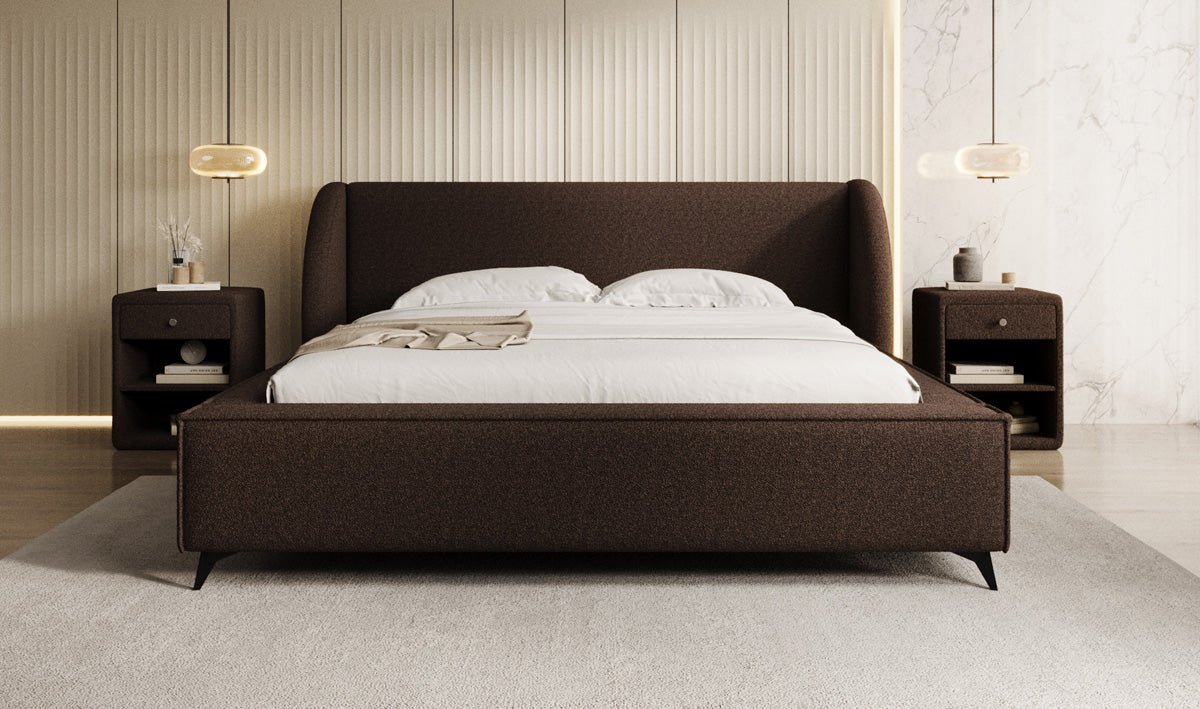 Luxusbetten24 Designer Freya Polsterbett Teddy Bouclé 140x200 Weiß