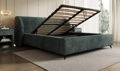 Luxusbetten24 Freya Cord Designer Polsterbett mit Stauraum Luxuriös