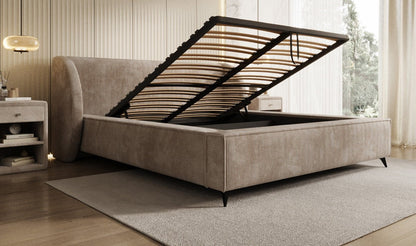 Luxusbetten24 Freya Cord Designer Polsterbett mit Stauraum Luxuriös