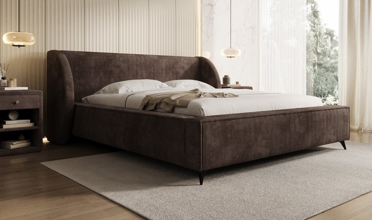Luxusbetten24 Freya Cord Designer Polsterbett mit Stauraum Luxuriös