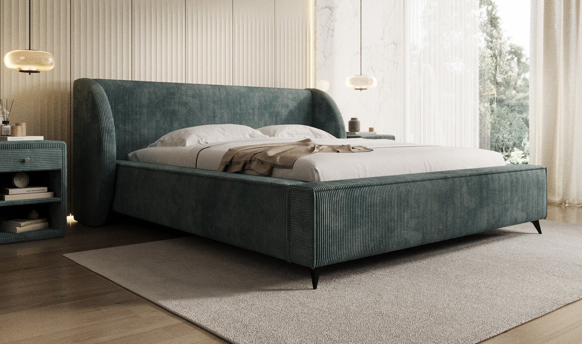 Luxusbetten24 Freya Cord Designer Polsterbett mit Stauraum Luxuriös