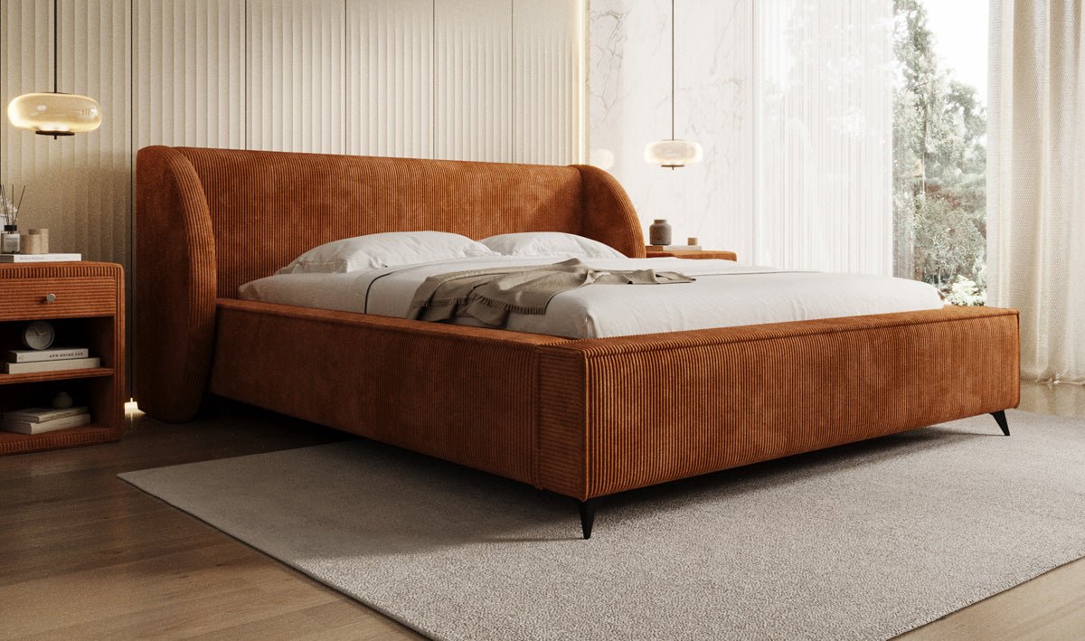 Luxusbetten24 Freya Cord Designer Polsterbett mit Stauraum Luxuriös