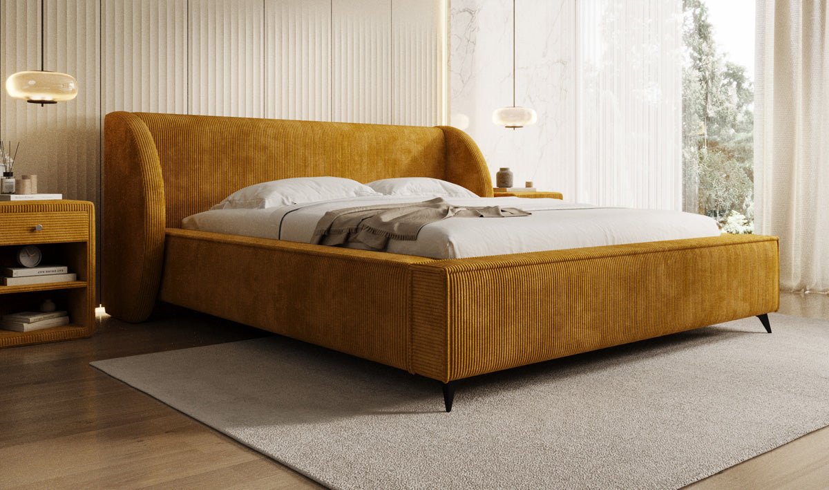 Luxusbetten24 Freya Cord Designer Polsterbett mit Stauraum Luxuriös
